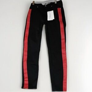 Calvin Klein Infinite Black High Rise Skinny Jeans Side Red Stripe Size 31